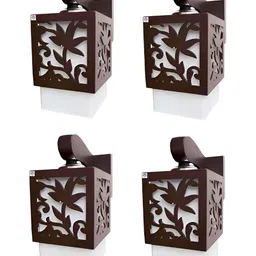 Areezo Brown & White 4Pcs Textured Metal Square Shaped Wall Lamps-image-51