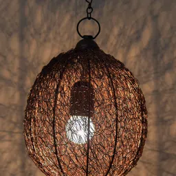 Homesake Copper-Toned Self Design Hanging Lamp-4