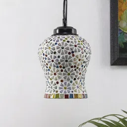 Devansh Multicoloured Printed Mosaic Glass Hanging Light-1
