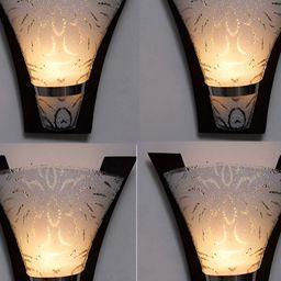 Areezo Brown 2 Pieces Glass Textured Triangle Contemporary Wall Lamp-30