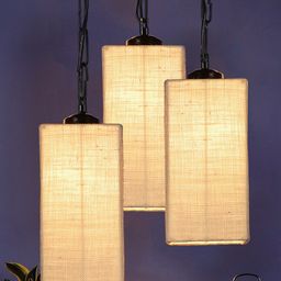Devansh White Jute Square Cluster Hanging Lamp-45