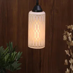 MFD HOME FURNISHING White & Black Glass Contemporary Hanging Lamp-image-37
