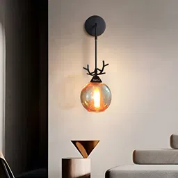 BrightLyt Gold-Toned & Black Spherical Shaped Glass Wall Lamp-image-14