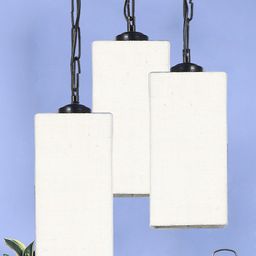 Devansh White Jute Square Cluster Hanging Lamp image 3