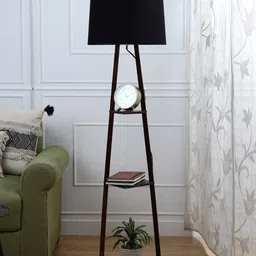 SANDED EDGE Black& Brown 3 Tier Walnut Hand Finish Floor Magnum Lamp image 4