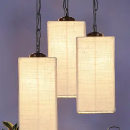 Devansh White Jute Square Cluster Hanging Lamp image 2