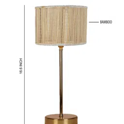 Devansh Beige Textured Metal Table Lamp With Bamboo Shade image 4
