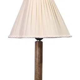 Aura Off White Wood Traditional Frusturical Shaped Table Lamp-18