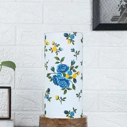 Devansh White & Blue Printed Contemporary Bedside Standard Table Lamp with Shade-18