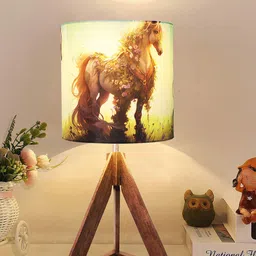 Homesake Brown & Blue Printed Triangle Table Lamps-34
