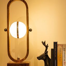 Perenne Design Brown & Gold Toned Wooden Table Lamp-21