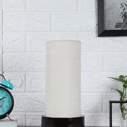 Devansh White Wood Table Lamp With Cylindrical Jute Shade-26