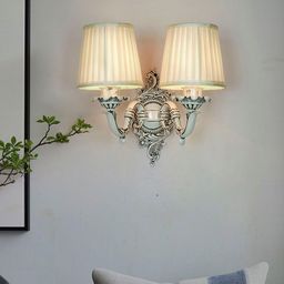 Fos Lighting White & Black Antique & Transitional Swan Double Pleated Shade Wall Lamp-image-65