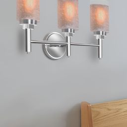 Homesake Silver-Toned & White Glass Contemporary Cylinder Shaped Wall Lamp-54