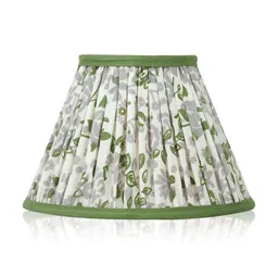 Lampenschirm India Green Printed Cotton Traditional Frusturical Shaped Table Lamp Shade-11