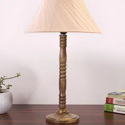 Aura Off White Wood Traditional Abstract Shaped Table Lamp-47