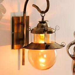Whiteray Gold-Toned Textured Metal Traditional Abstract Shaped Shaped Wall Lamp-picture-5