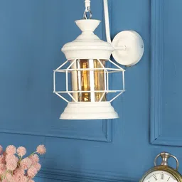 decorativeray Gold-Toned & White Abstract Shaped Iron Wall Lamp-image-5