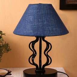 Devansh Blue & Black Textured Table Lamp-13
