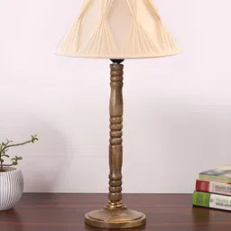 Aura Off White Wood Traditional Abstract Shaped Table Lamp-30