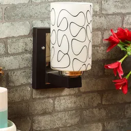 Foziq Black & White Printed Cylindrical Wall Lamp-image-13