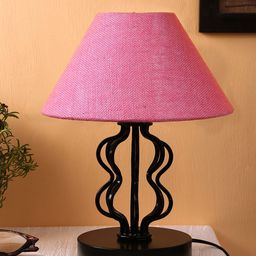 Devansh Pink jute Shade Iron Table Lamp-20
