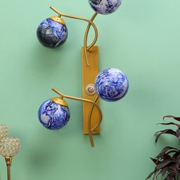 decorativeray Gold Toned & Blue Spherical Shaped Wall Lamps-image-45