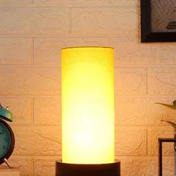Devansh Yellow Contemporary Bedside Standard Table Lamp with Shade-34