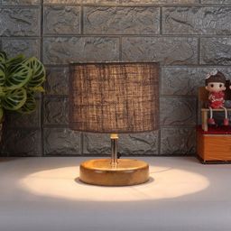 Devansh Beige & Grey Wooden Table Lamp with Jute Shade-17
