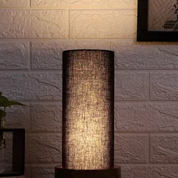 Devansh Black Solid Cylindrical Traditional Table Lamp with Shade-53