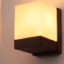 Whiteray Coffee Brown Wood Contemporary Square Shaped Wall Lamp-image-74