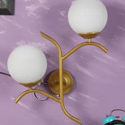 decorativeray Gold-Toned & White Abstract Shaped Metal Wall Lamp-image-69