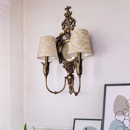 Fos Lighting Gold Toned Brass Textured Frustum Wall Lamp with Mirror-image-58