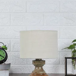 Devansh White Wooden Table Lamp With Jute Shade-10