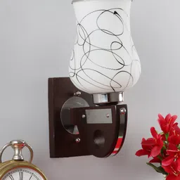 Foziq Brown and Silver-Toned Metal Bell Wall Lamp-image-2