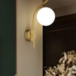 Whiteray Gold Toned & White Contemporary Spherical Shaped Metal Wall Lamp With Bulb-6