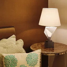 Perenne Design Silver Toned & White Metal Table Lamp-20