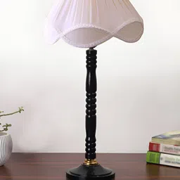Aura Off White Wood Traditional Abstract Shaped Table Lamp-16