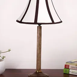 Aura Off White Wood Contemporary Bell Shaped Table Lamp-13