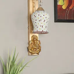 decorativeray White & Gold Toned Bell Shaped Wall Lamps-image-3