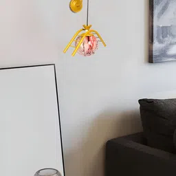 MFD HOME FURNISHING Gold-Toned & White Printed Metal Traditional Spherical Shaped Wall Lamp-44