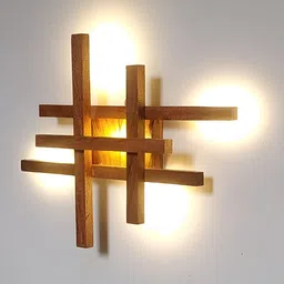 Artica Brown Textured Wooden Abstract Shaped Shaped Wall Lamp-picture-15
