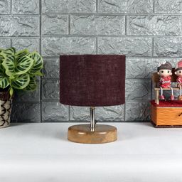 Devansh Beige & Brown Wooden Table Lamp with Jute Shade-20