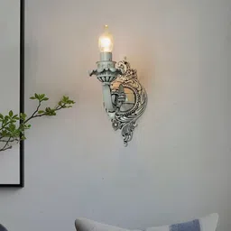 Fos Lighting White & Black Antique & Transitional Swan Single Candle Wall Lamp-image-94