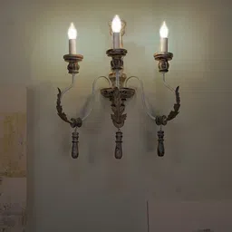 Fos Lighting Grey Provincial Style Wood and Wrought Iron 3 Light Candelabra Wall Sconce-8