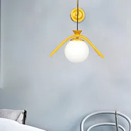 MFD HOME FURNISHING Gold-Toned & White Metal Traditional Spherical Shaped Wall Lamp-14