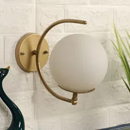 Whiteray Gold-Toned & White Metal Contemporary Spherical Shaped Wall Lamp-image-41