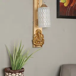 decorativeray Gold Toned & White Cylindrical Metal Wall Lamp-picture-0