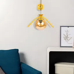 MFD HOME FURNISHING Gold-Toned Metal Traditional Spherical Shaped Wall Lamp-image-66
