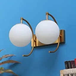 Whiteray Gold Toned & White Metal Contemporary Wall Lamp-image-28